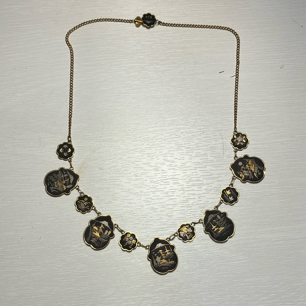 K24 Gold Vintage Japanese damascene necklace